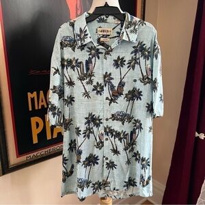 Campia Regular Fit Short Sleeve American Flag Beverages Surf Hawaiian Shirt Sz L